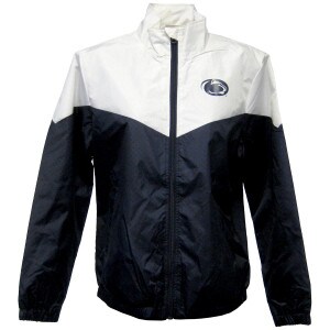women's navy and white veteran jacket with Penn State Athletic Logo